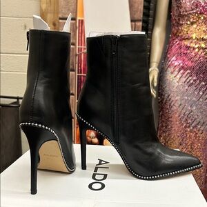 Aldo Black Studded Heeled Boots
